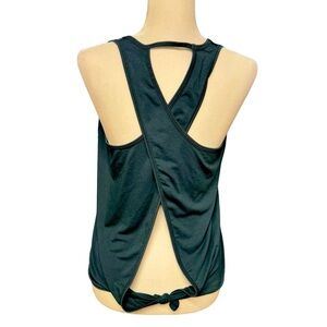 Athleta womens XS cross back ties tank green yoga Pilates running athleisure top